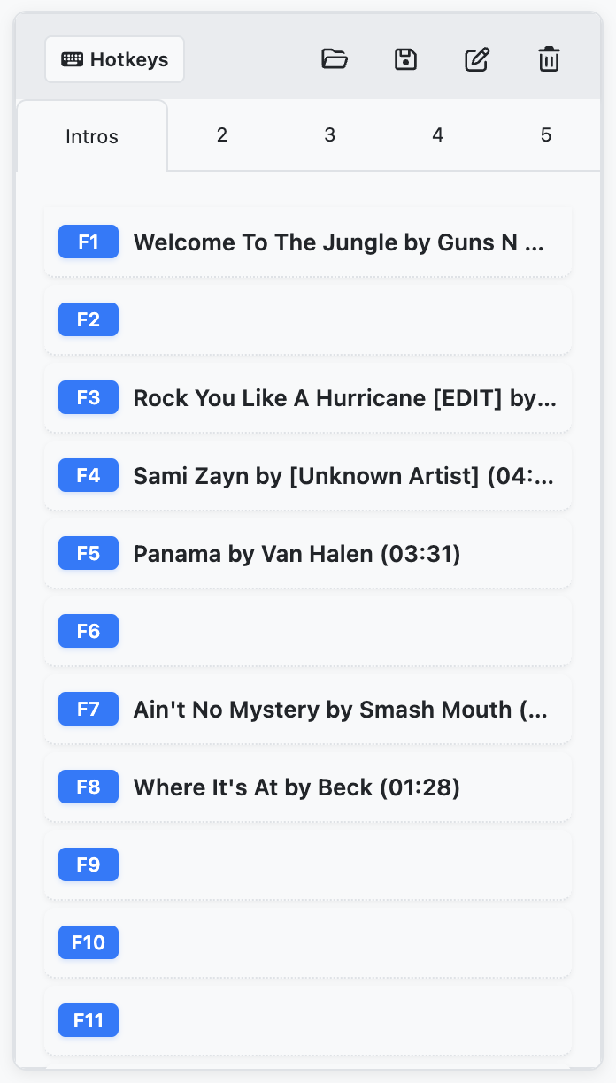 Mx. Voice hotkeys interface